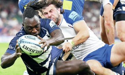 Cutting edge: Gabriel Ibitoye scores in Bristol’s recent Premiership win against Bath PICTURE: Getty Images